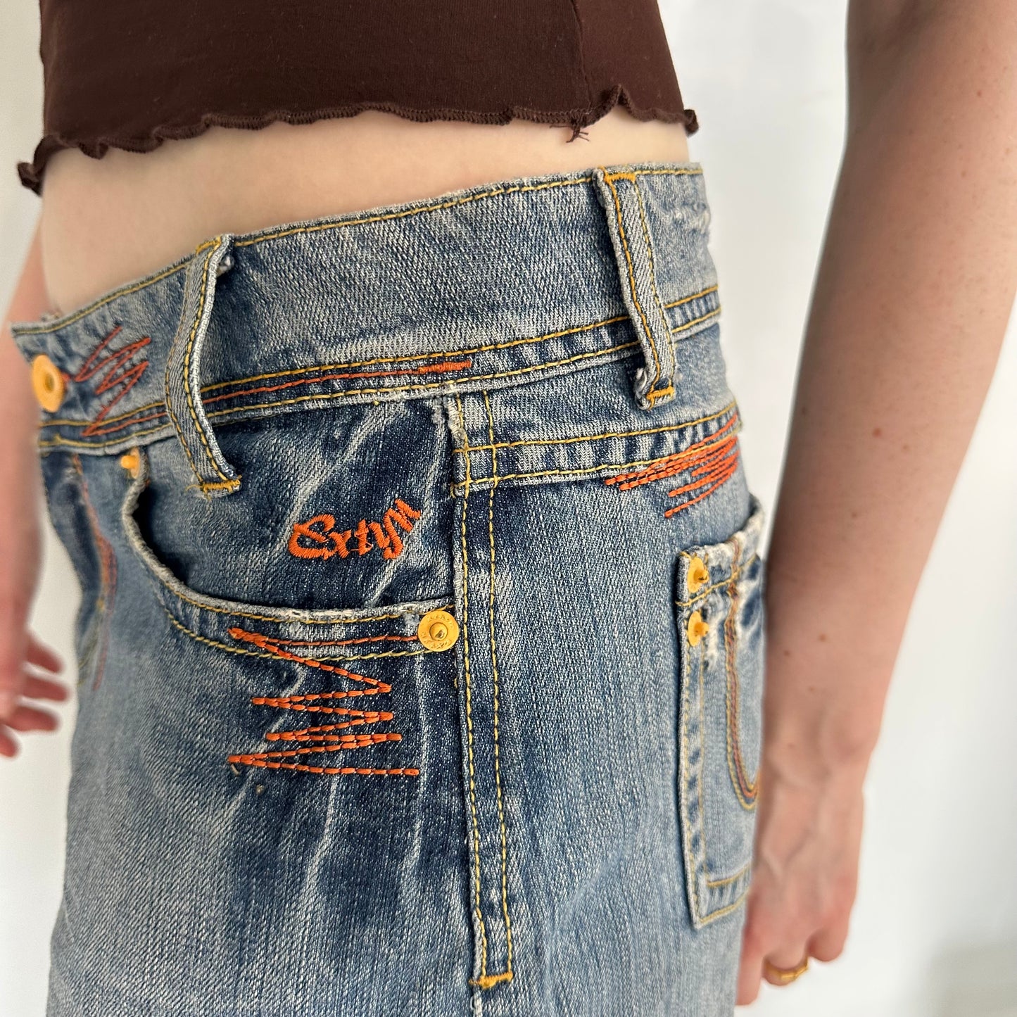 Embroidered Denim Mini Skirt