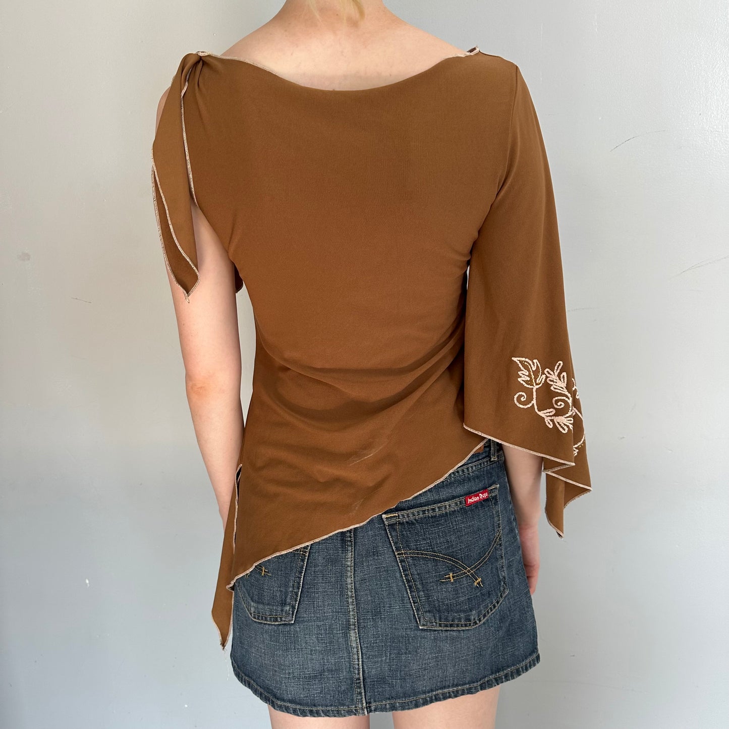 Boho Brown One Shoulder Top