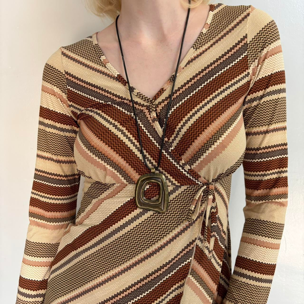 Brown striped wrap top