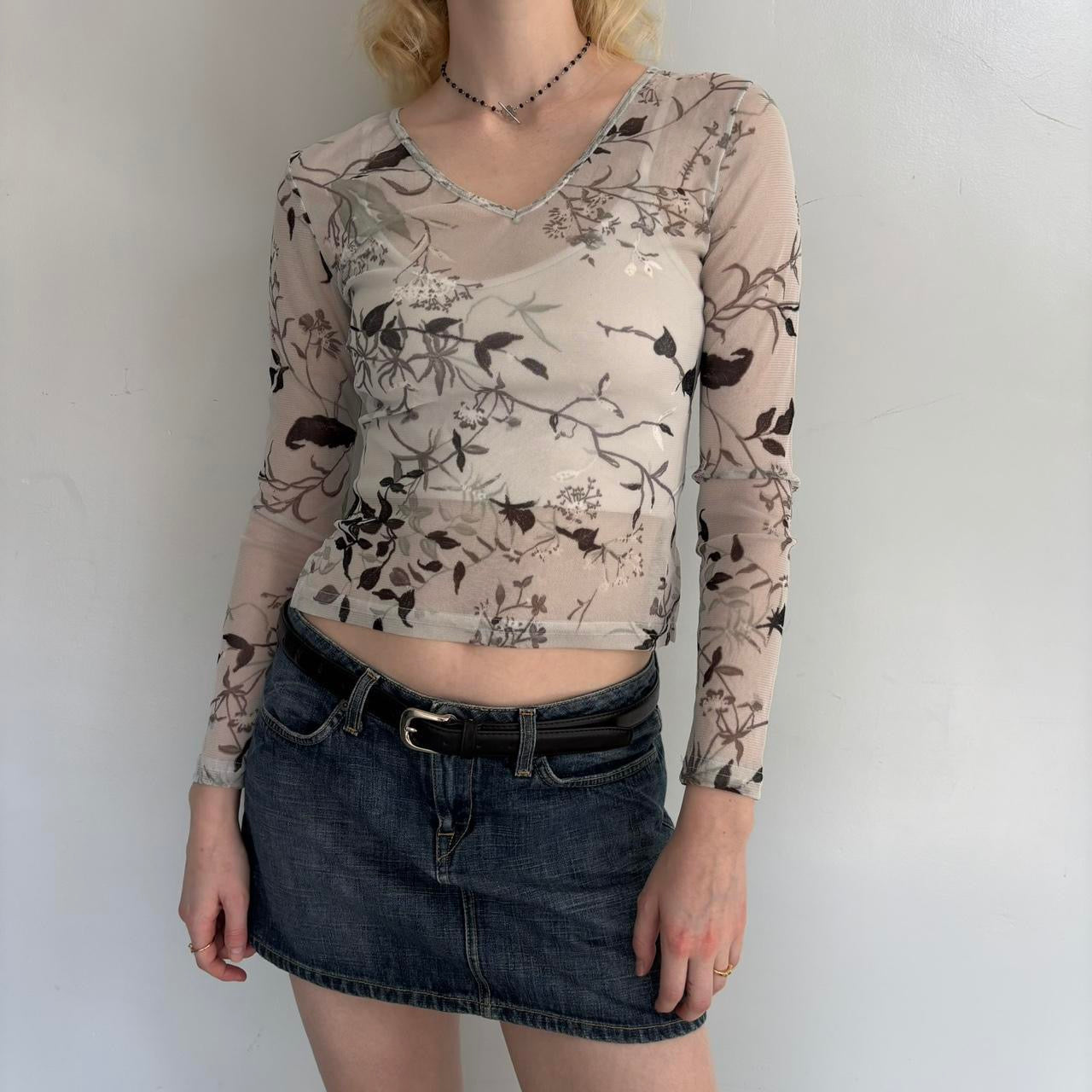 floral mesh long sleeve