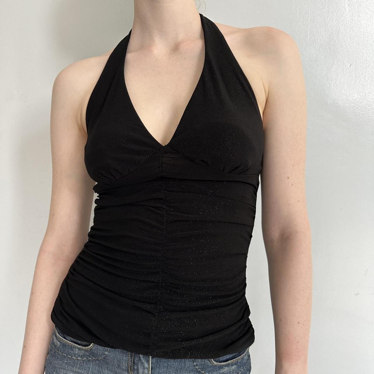 Y2K Black Sparkly Halter Top
