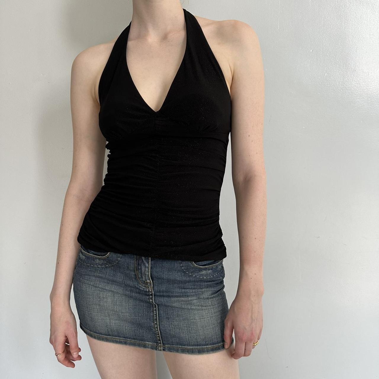 Y2K Black Sparkly Halter Top