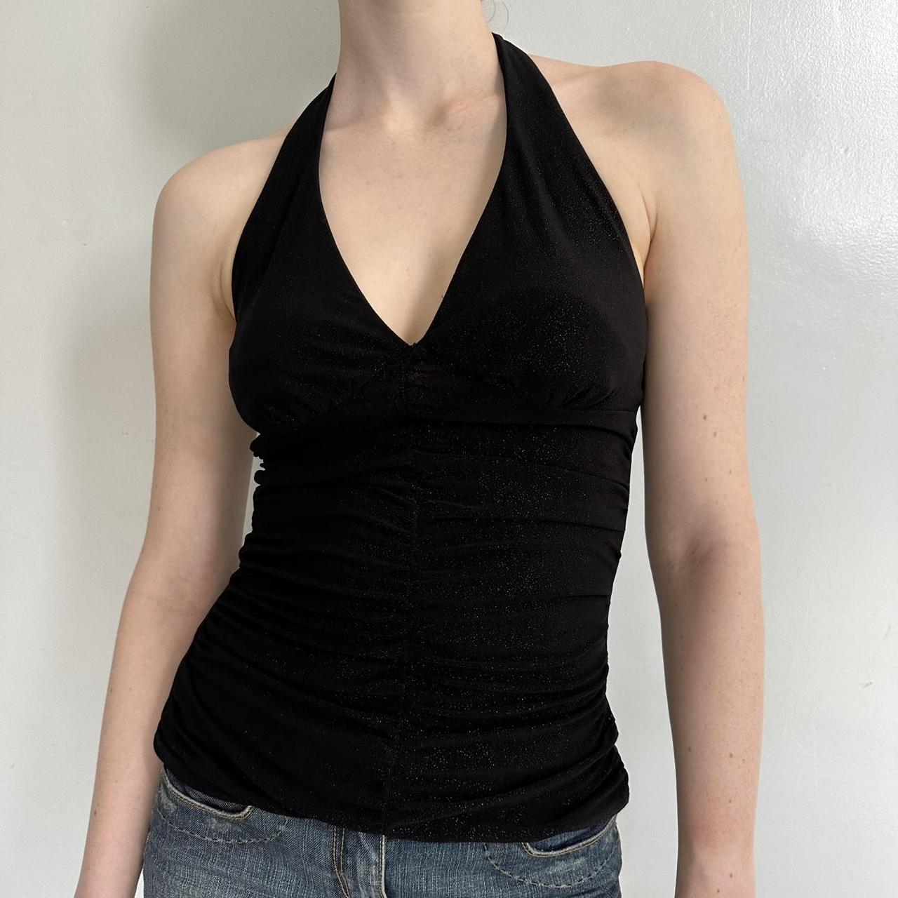 Y2K Black Sparkly Halter Top
