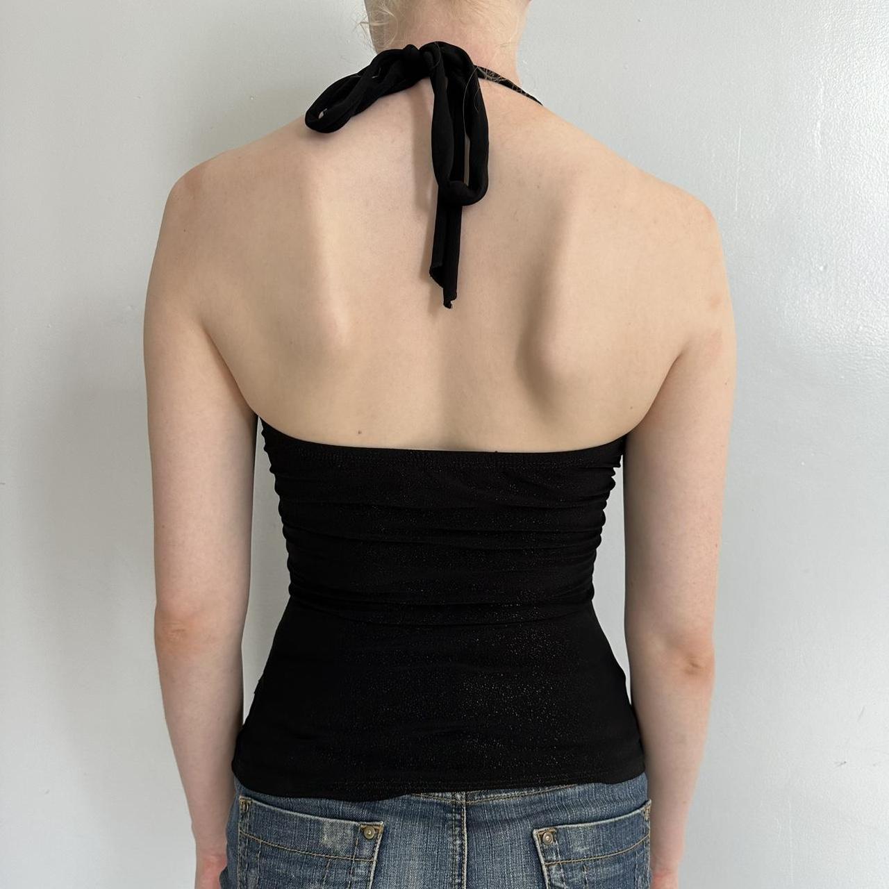 Y2K Black Sparkly Halter Top