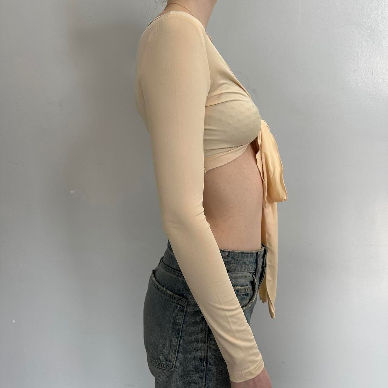 Cream Tie up Long Sleeve