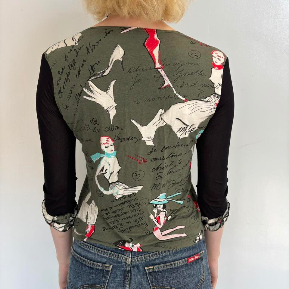 Retro green 90s print top