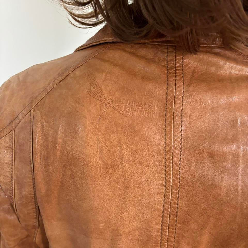 caramel brown leather jacket