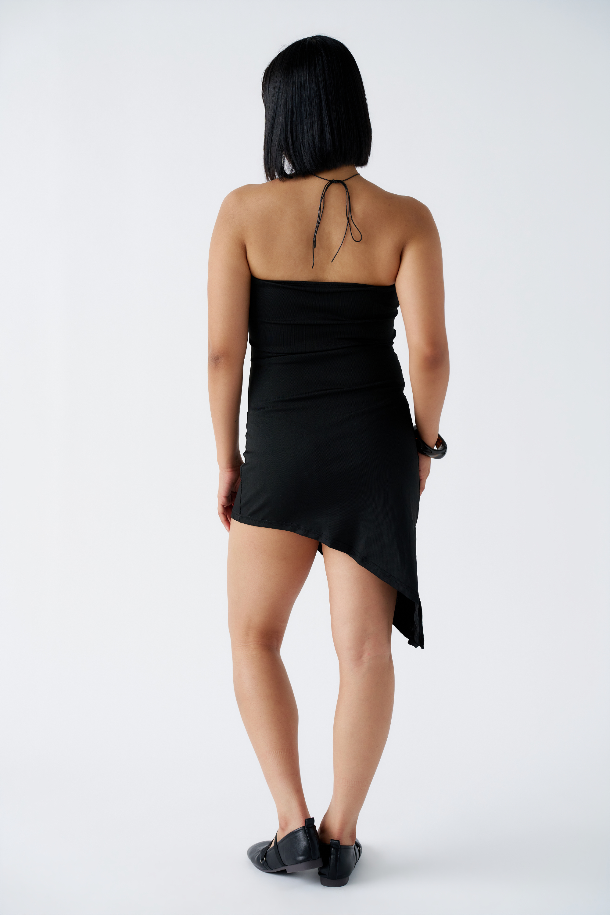 Isla Noir Floral Strapless Asymmetrical Midi Dress