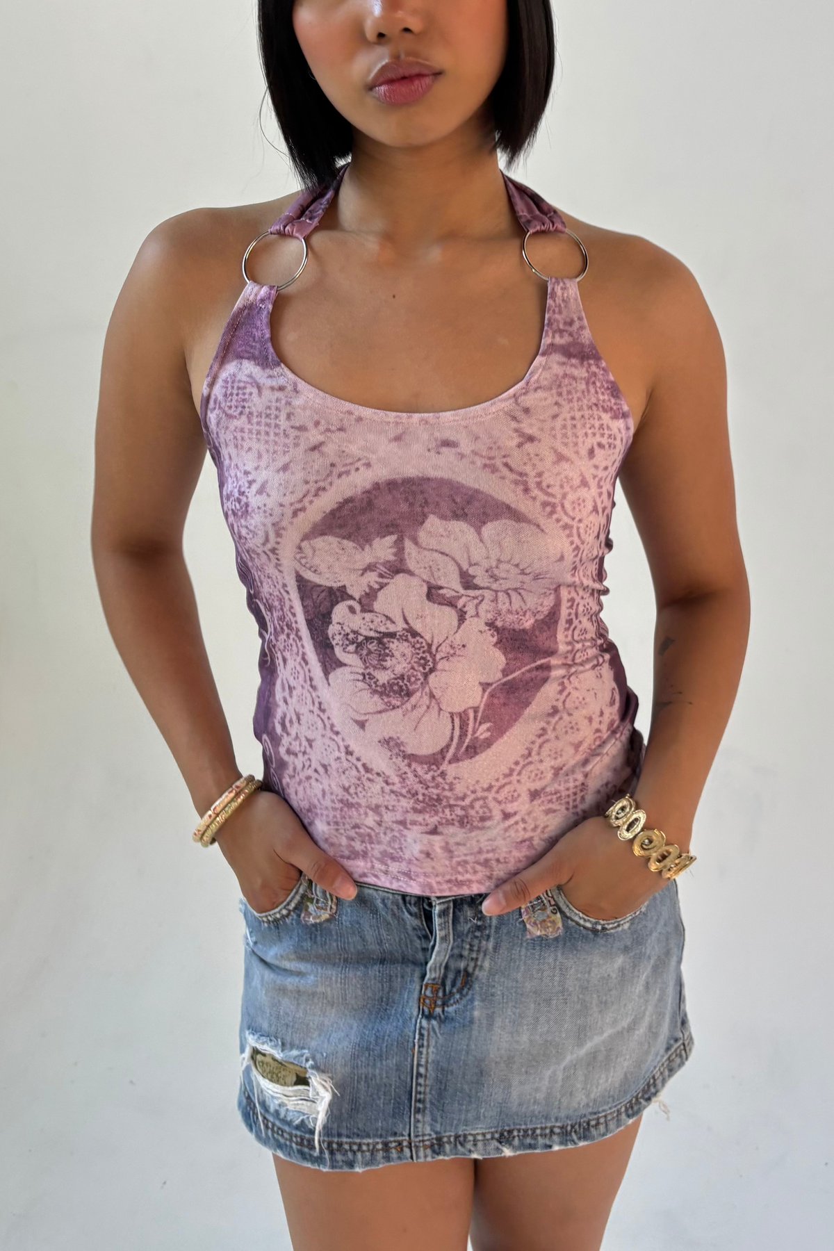 Blush Bloom Ring Halter Top
