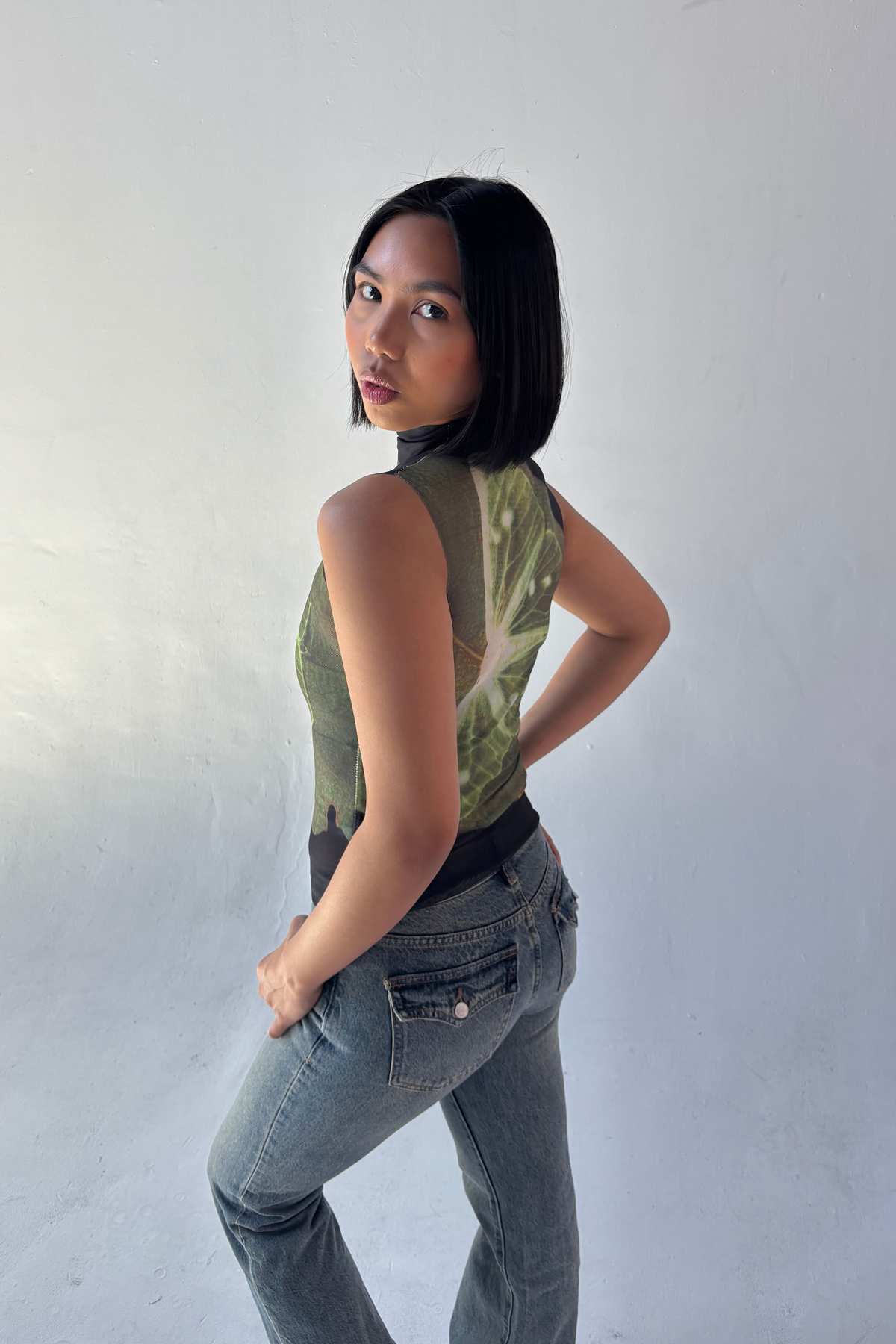 Lime Mirage Mesh Top