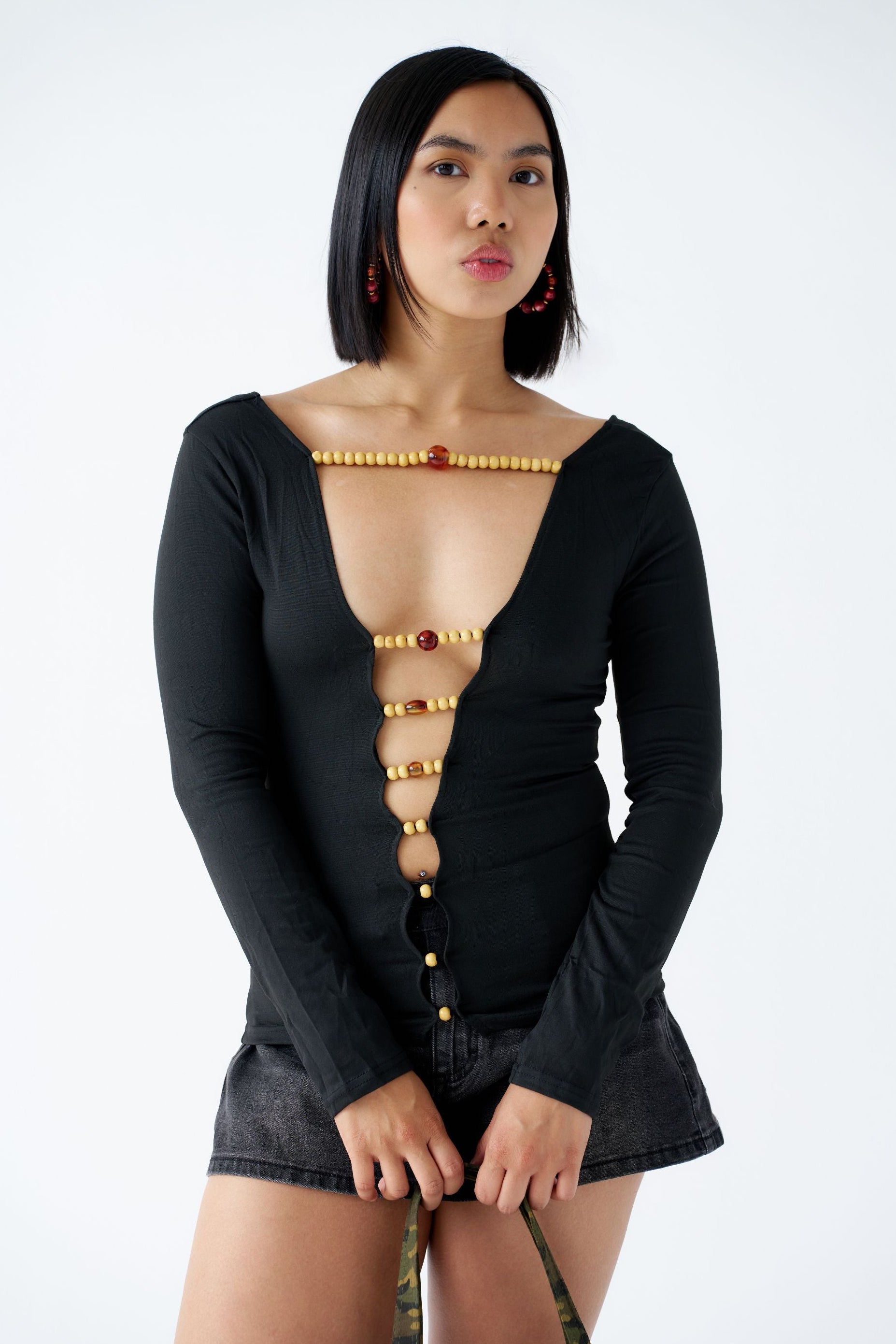 Midnight Muse Beaded Cutout Top