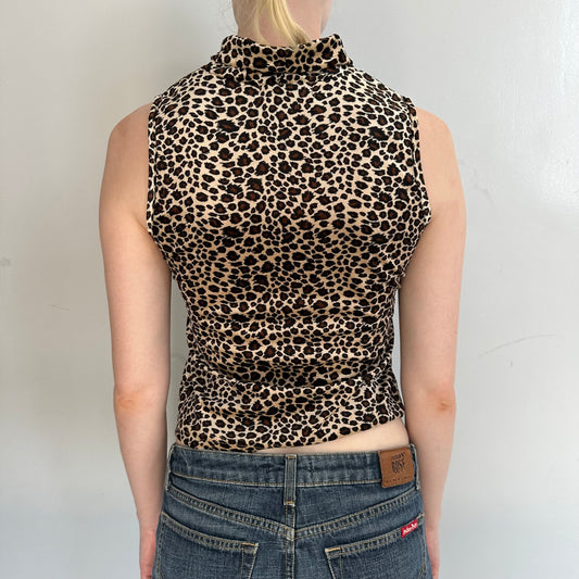 Cheetah Print Velvet Mock Neck Top