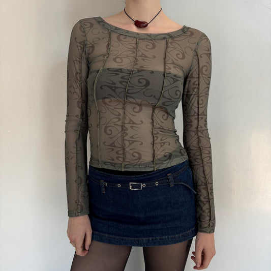 Green mesh long sleeve