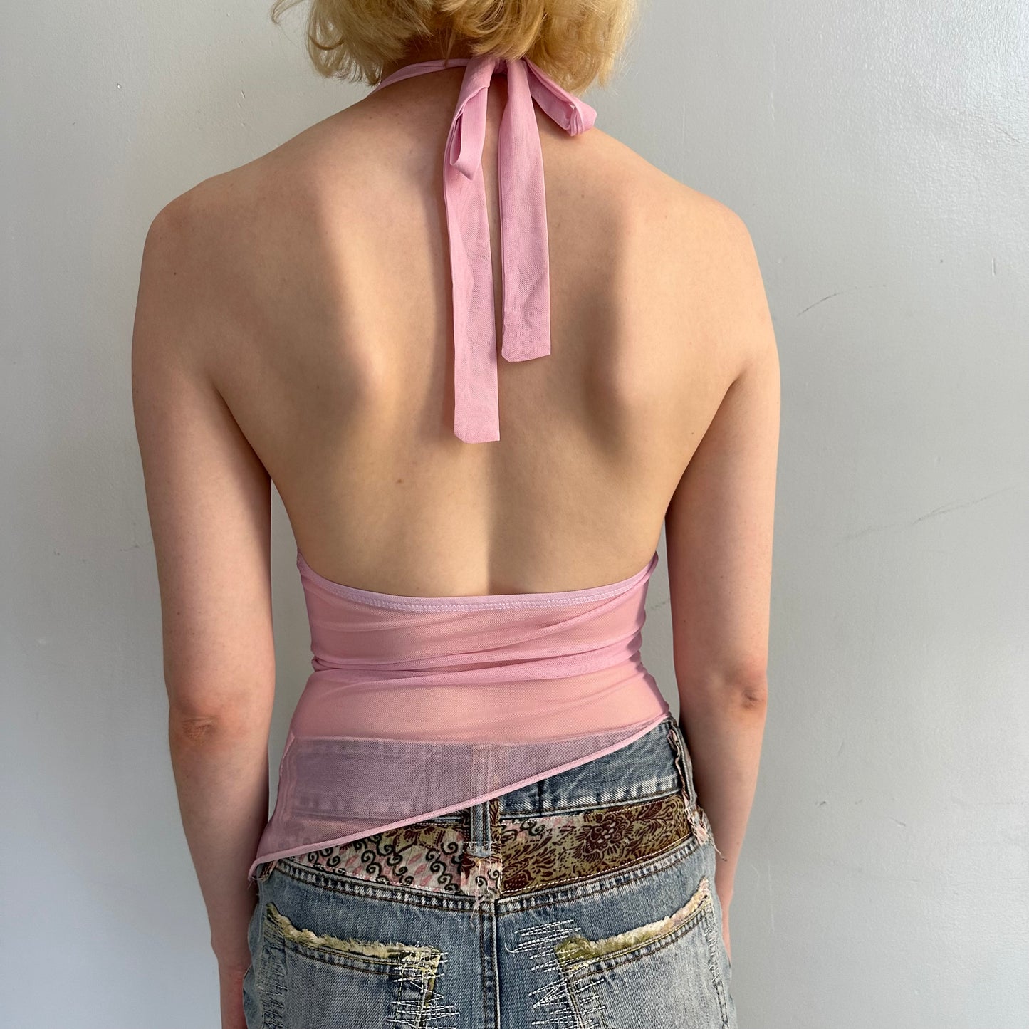 Pink Halter Floral Top