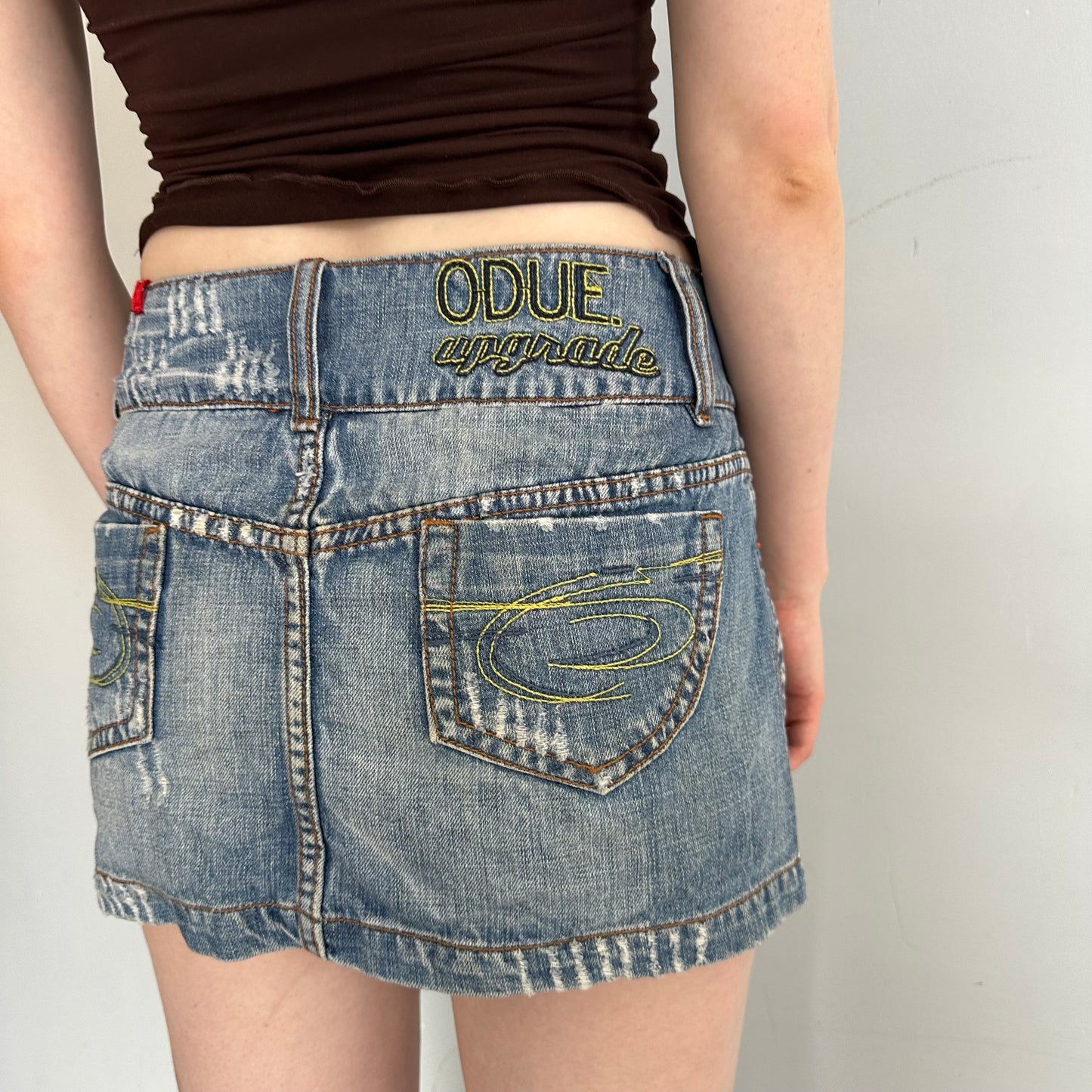 Distressed Y2K Denim Mini Skirt