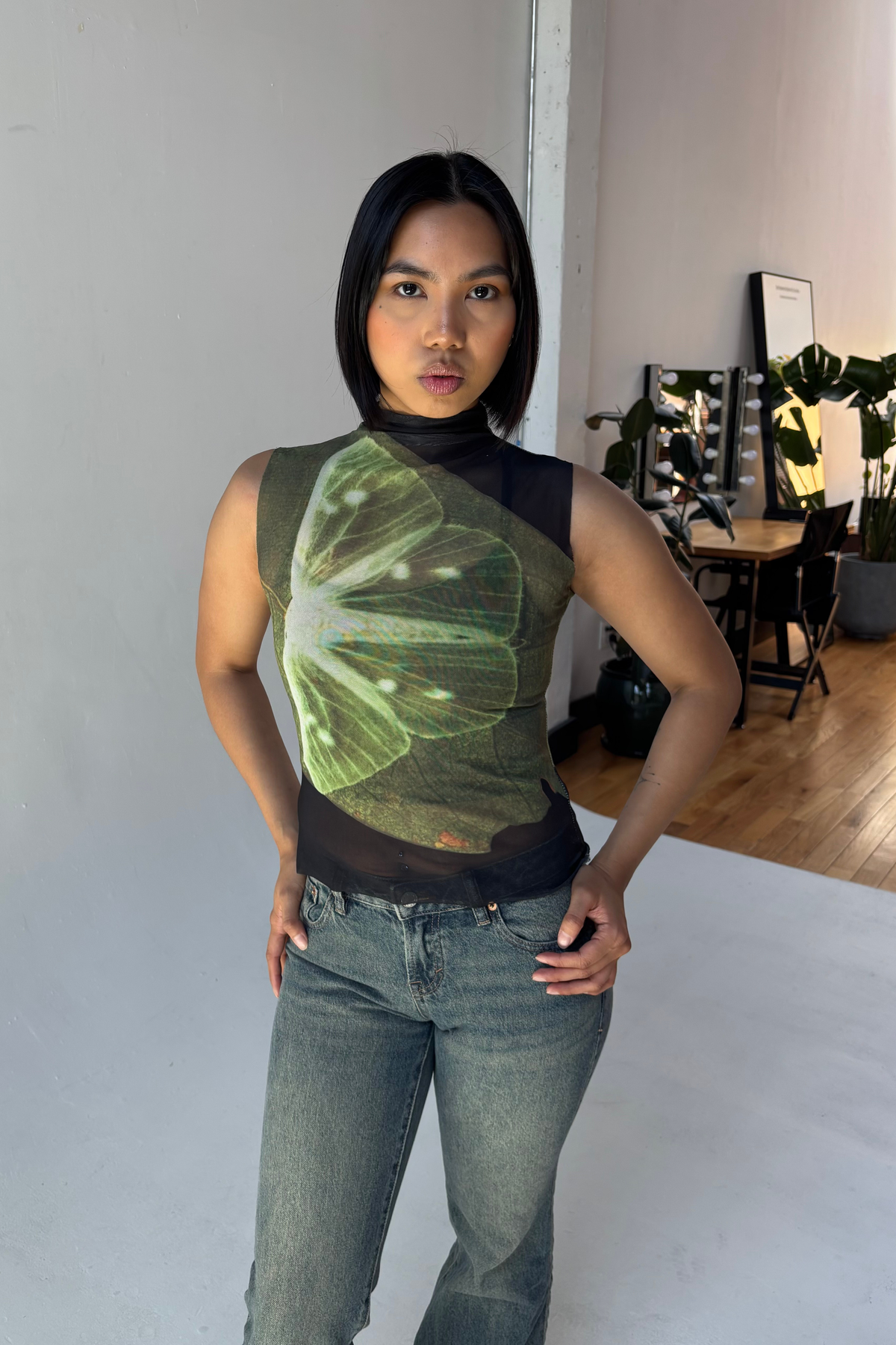 Lime Mirage Mesh Top