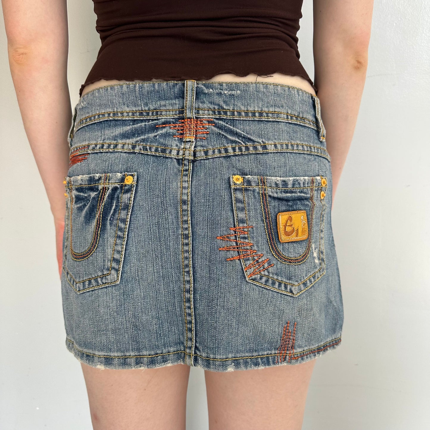 Embroidered Denim Mini Skirt
