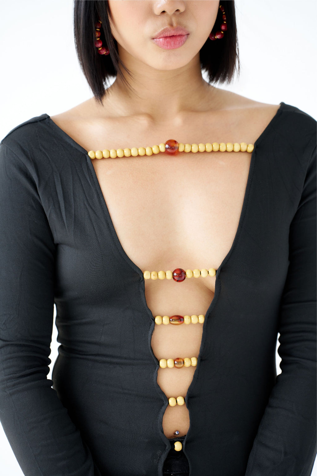 Midnight Muse Beaded Cutout Top
