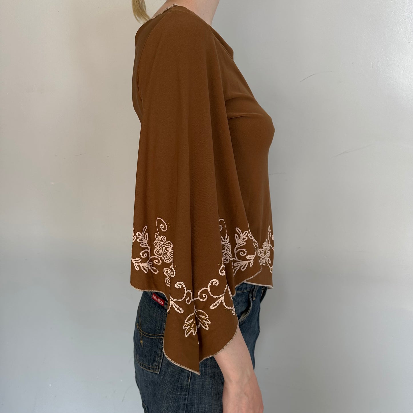 Boho Brown One Shoulder Top