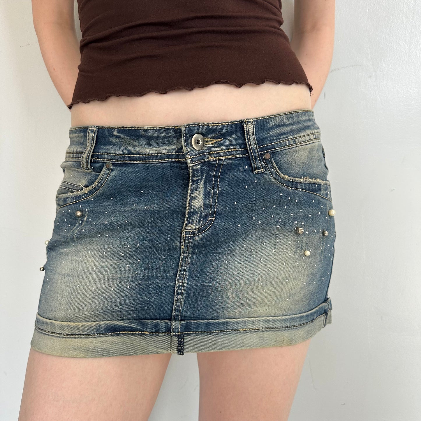Bedazzled Y2K Denim Mini Skirt