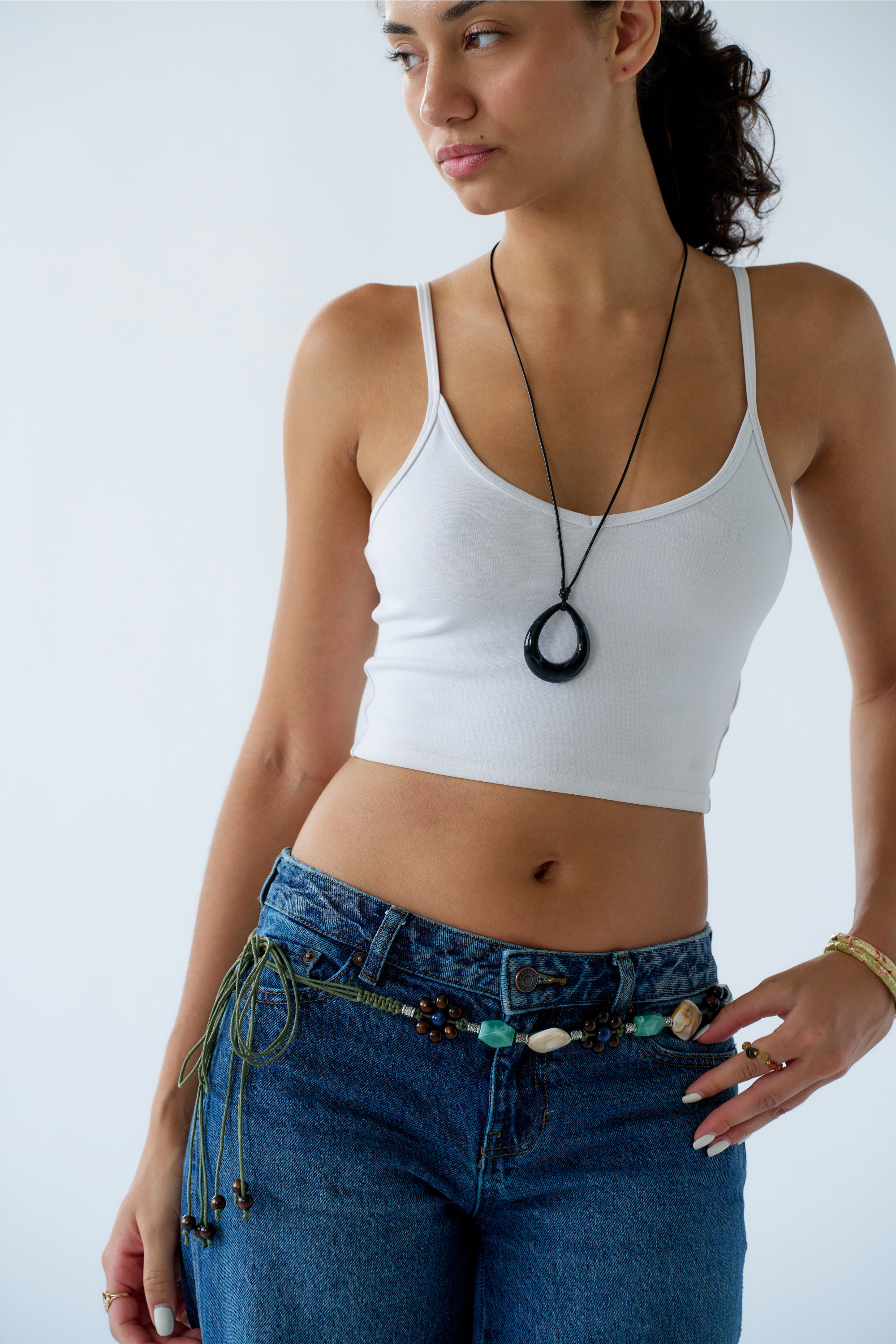 Black Teardrop Pendant Necklace
