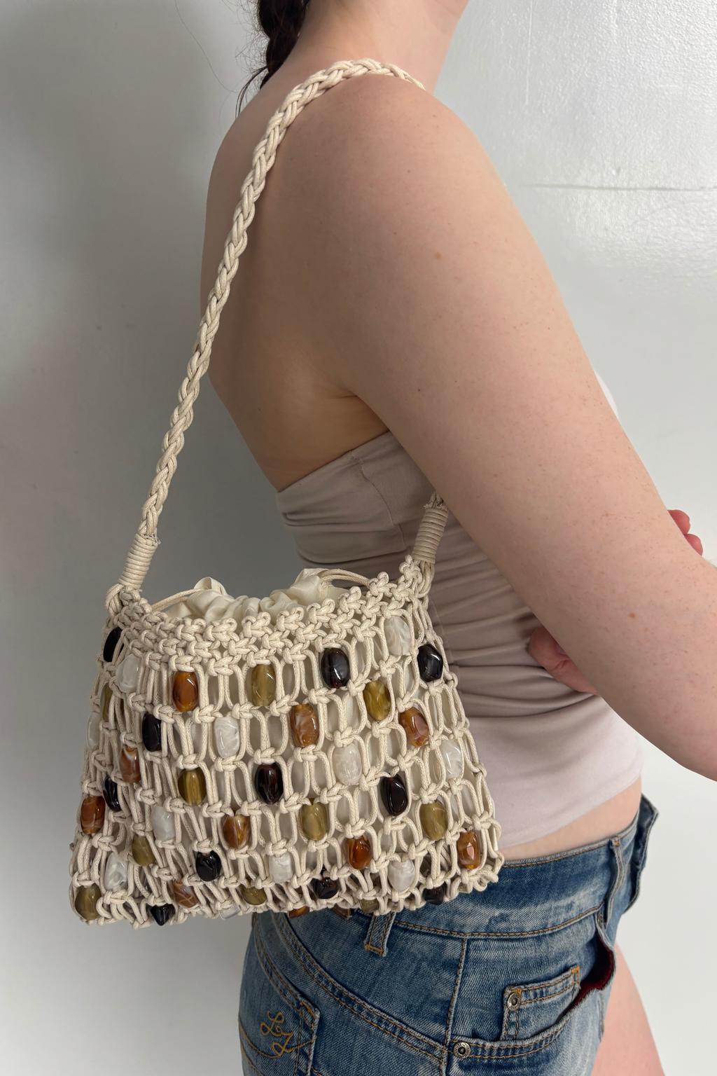 The Roatán Stone Bag | Beaded Crochet Shoulder Bag