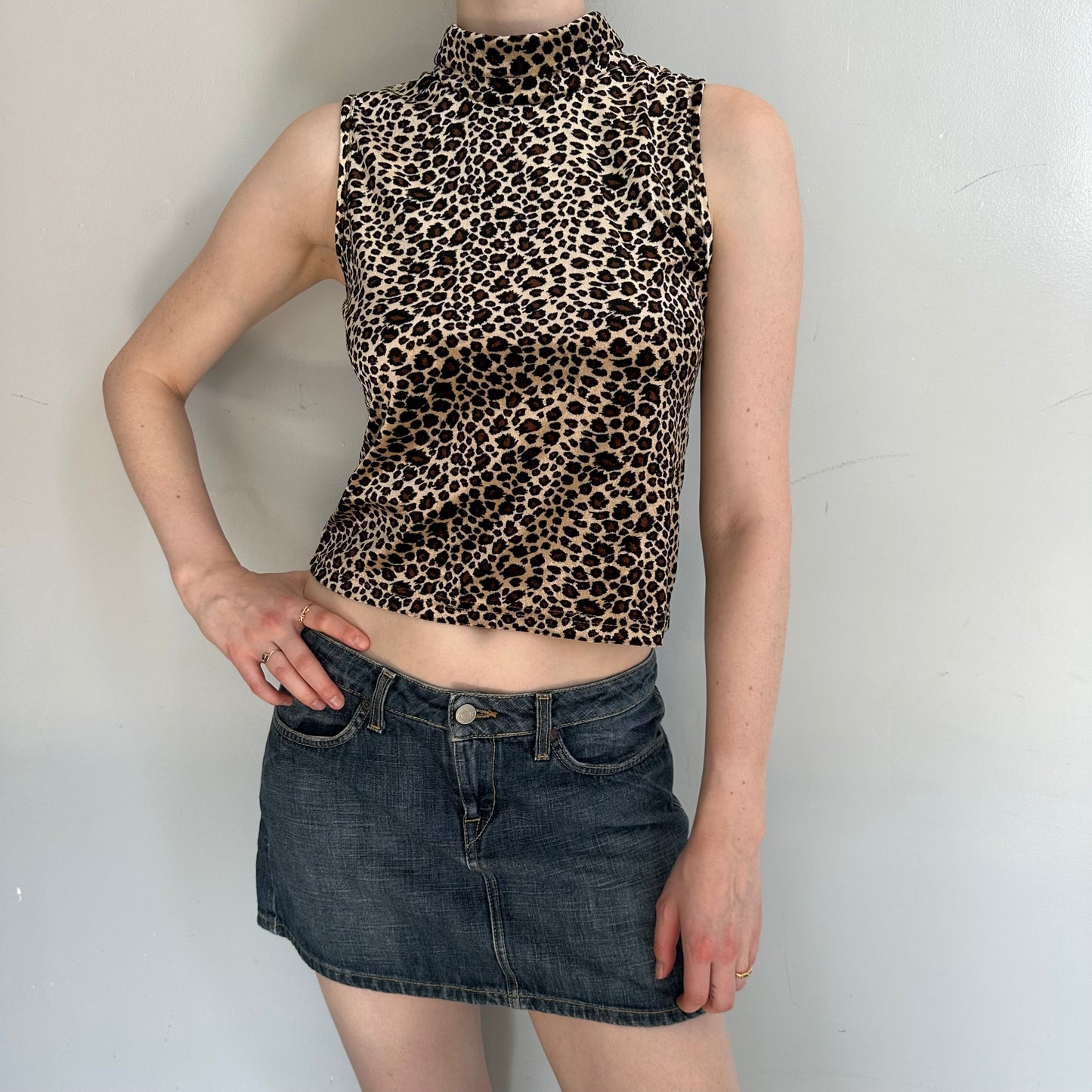 Cheetah Print Velvet Mock Neck Top
