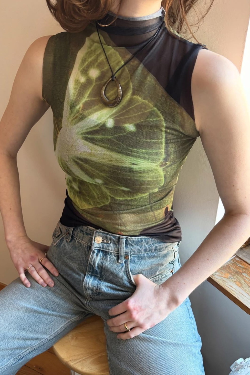 Lime Mirage Mesh Top