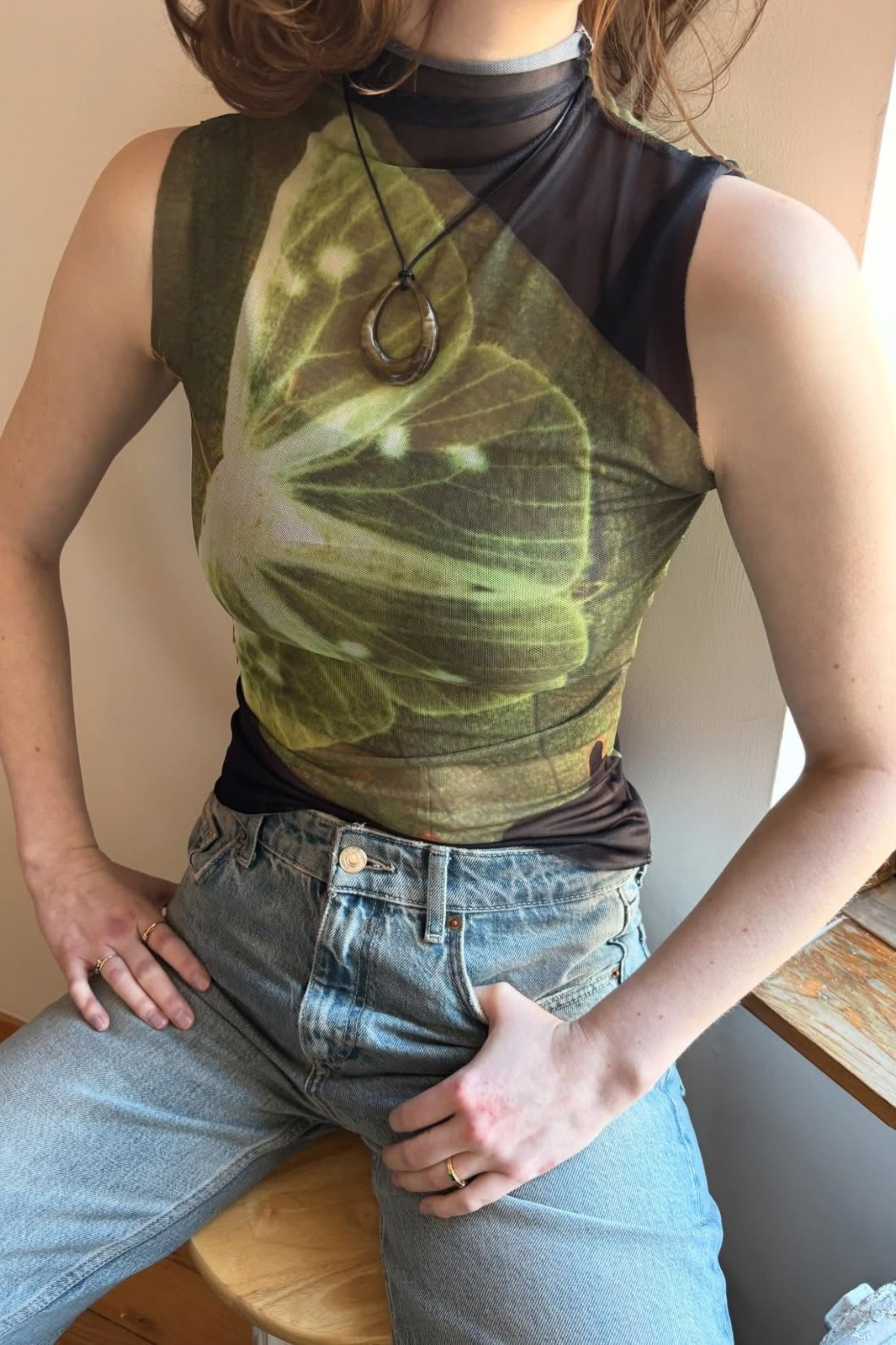 Lime Mirage Mesh Top