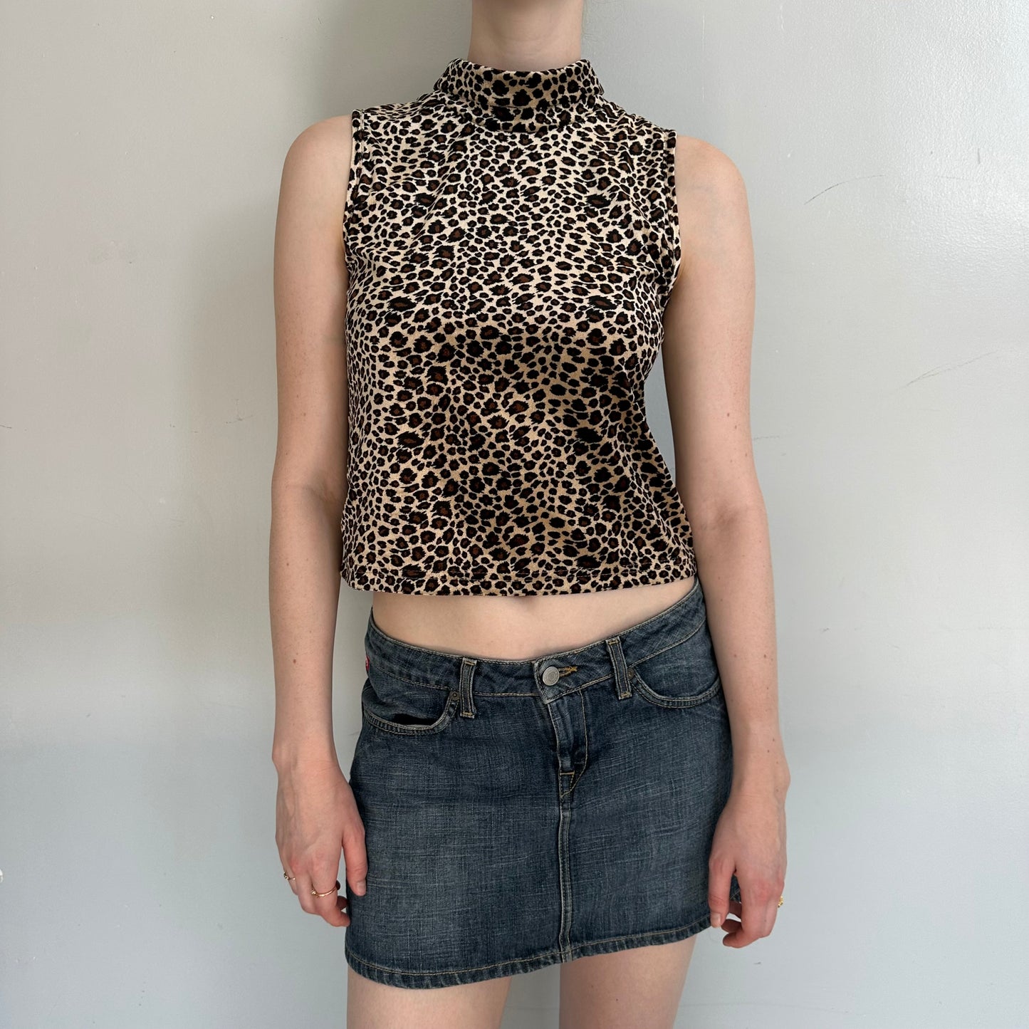 Cheetah Print Velvet Mock Neck Top