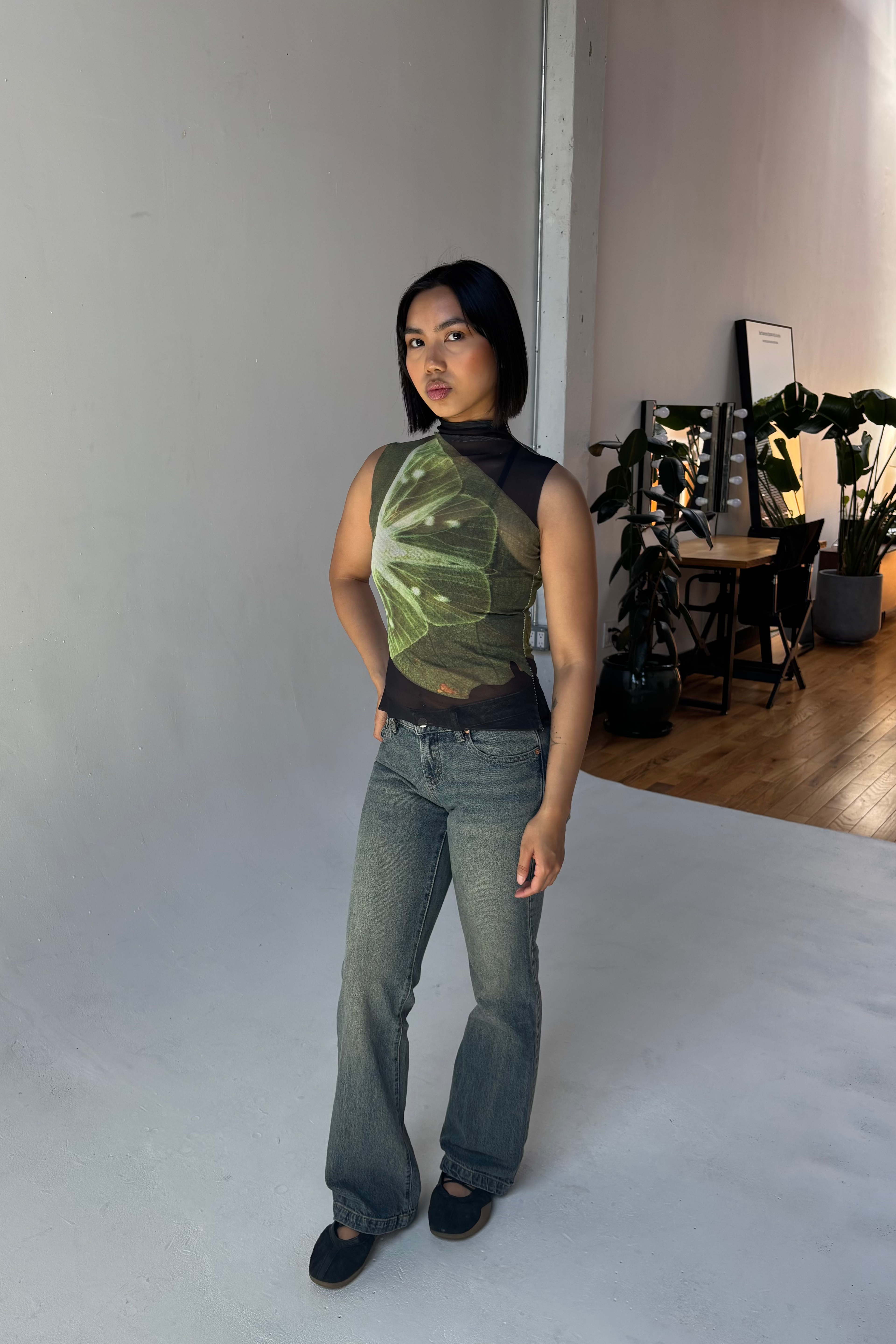 Lime Mirage Mesh Top