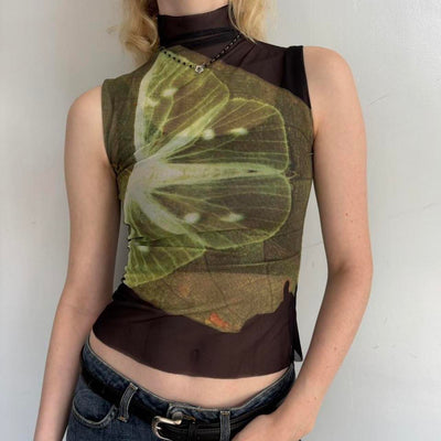 Mesh Green Butterfly Top