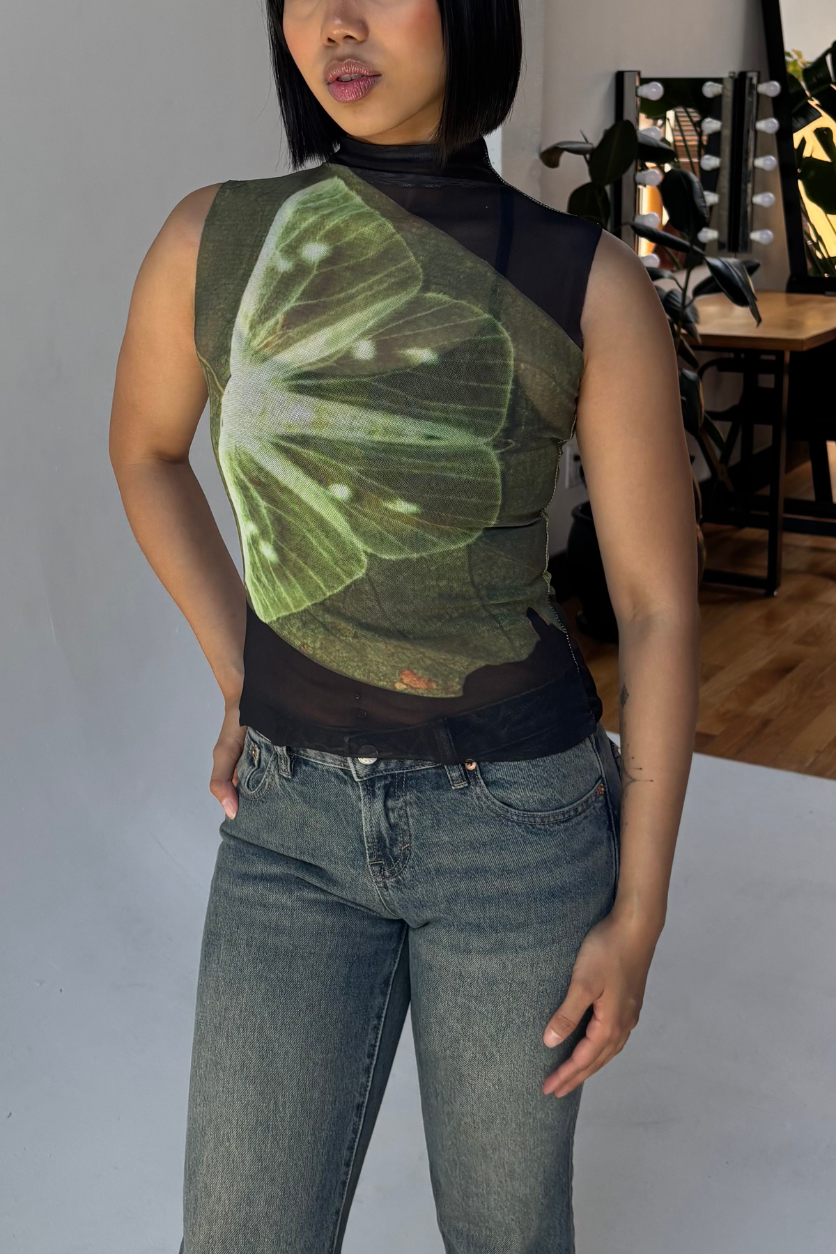 Lime Mirage Mesh Top