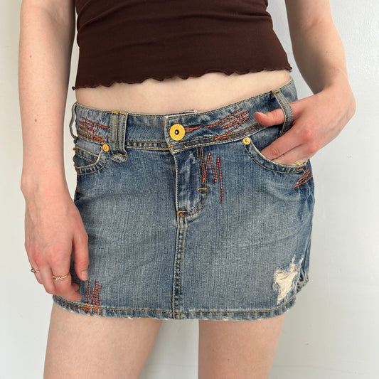 Embroidered Denim Mini Skirt