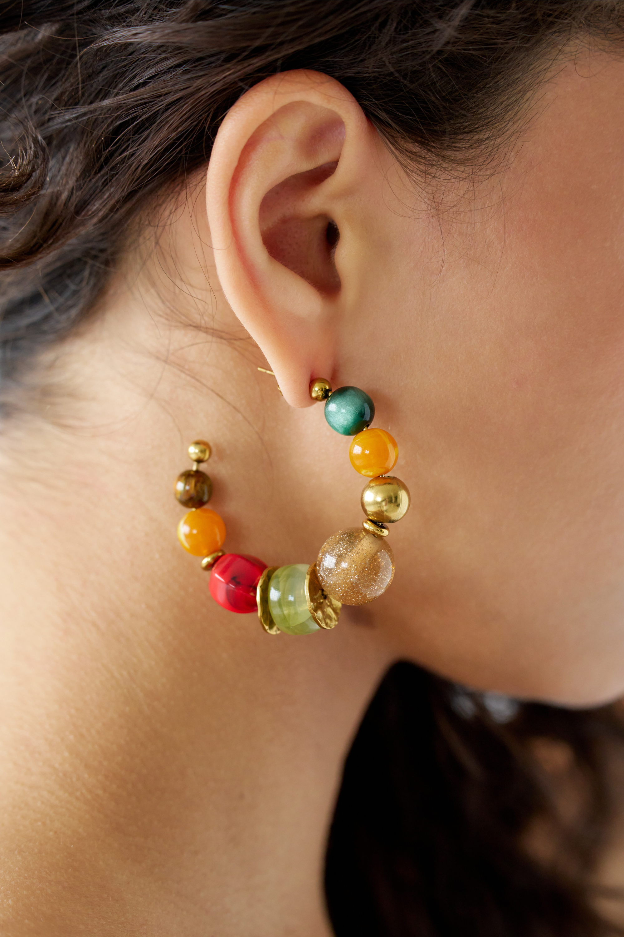 Colorful Beaded Hoop Earrings