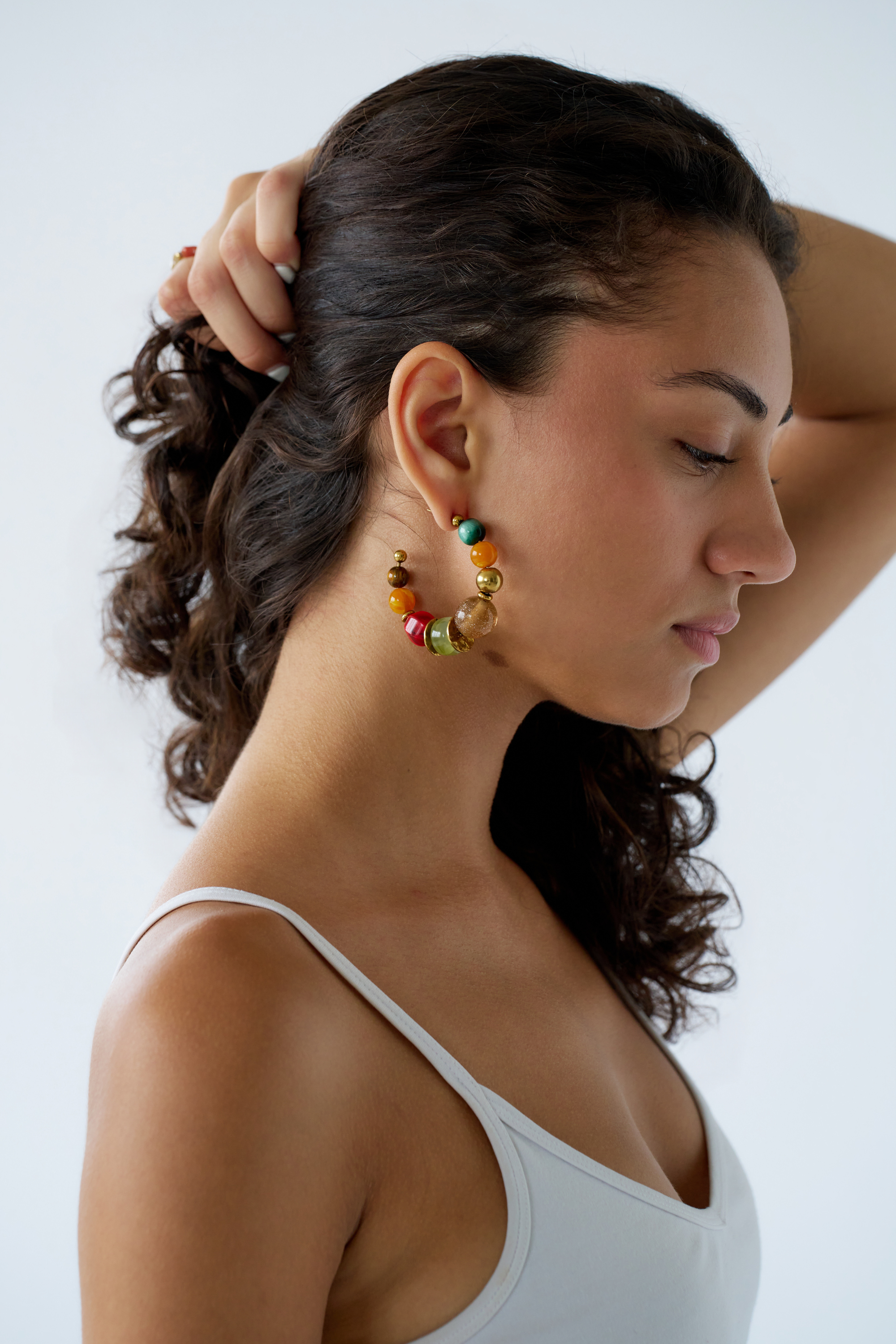 Colorful Beaded Hoop Earrings