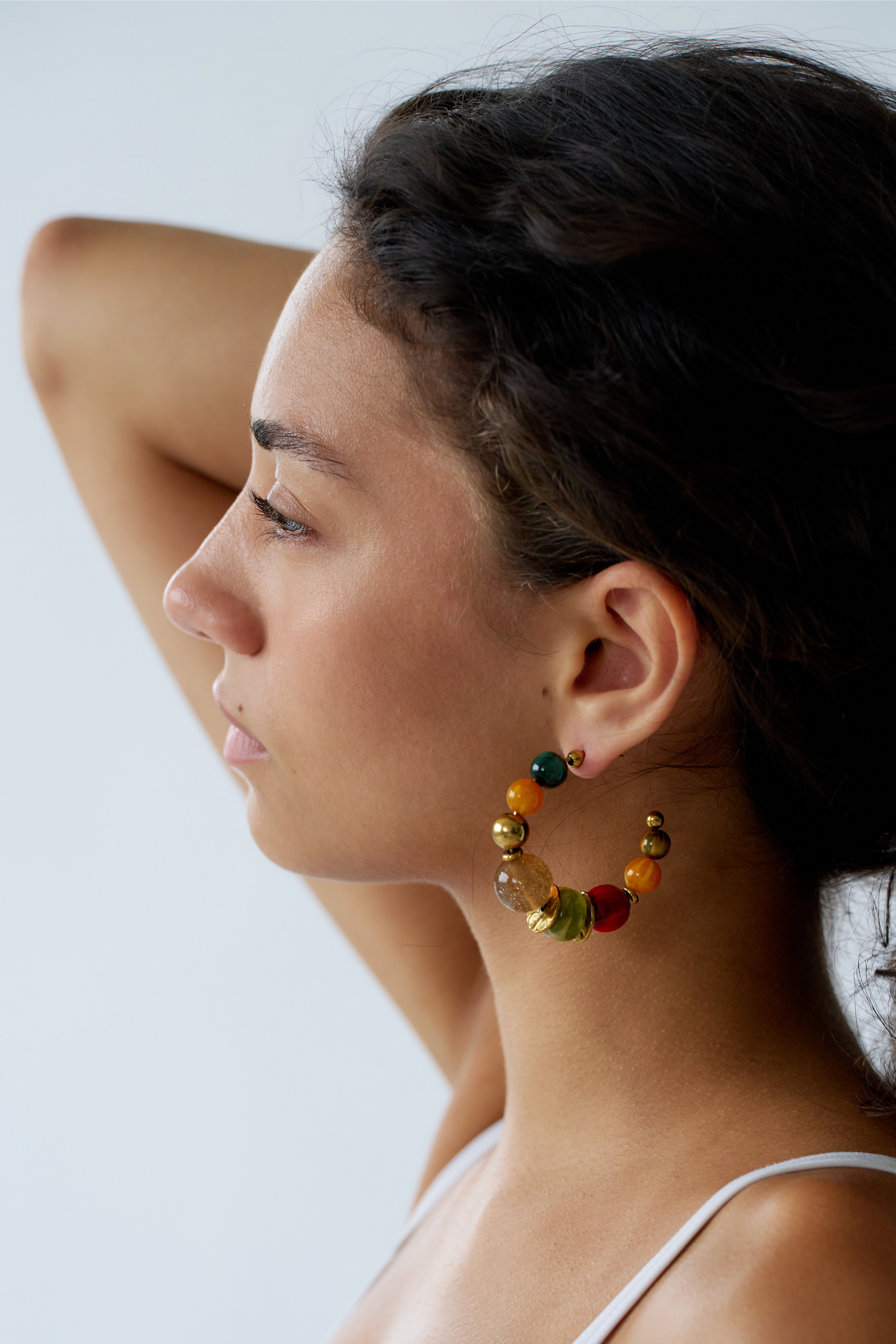 Colorful Beaded Hoop Earrings