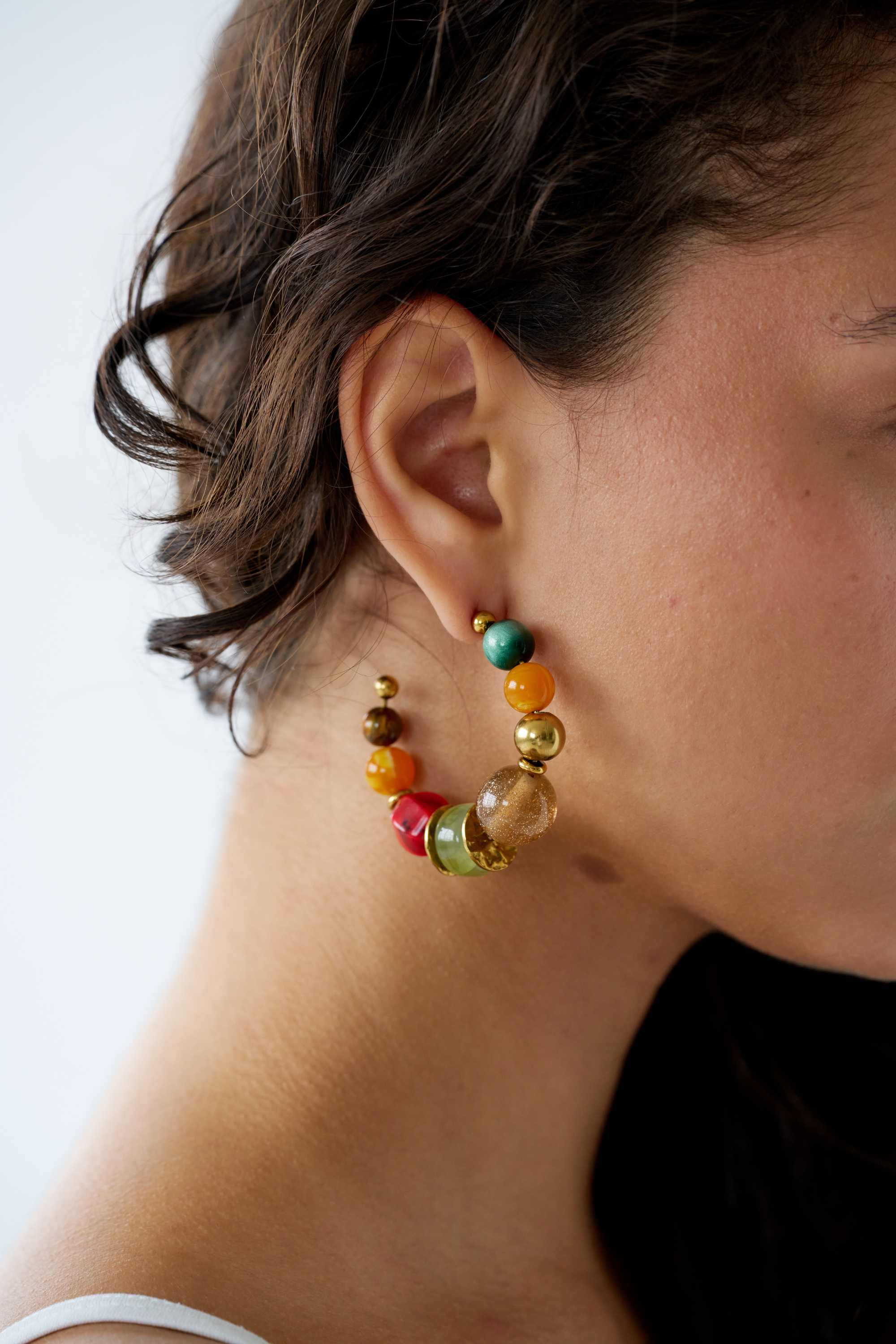 Colorful Beaded Hoop Earrings