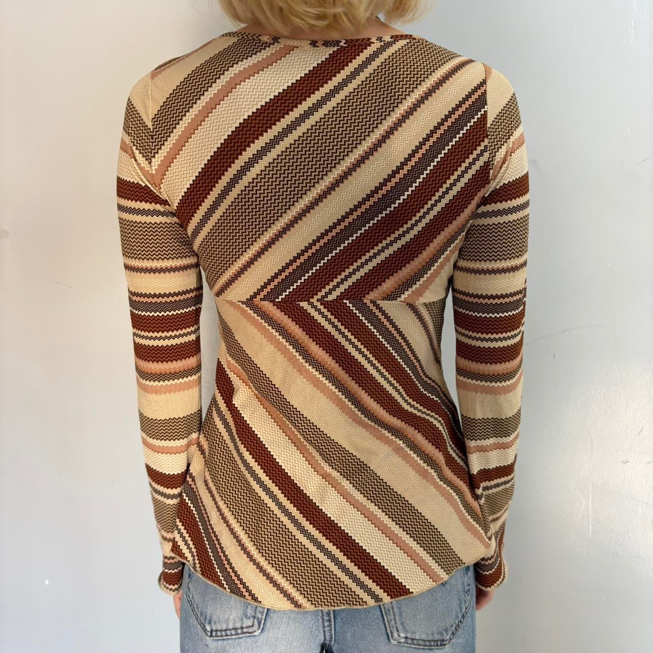 Brown striped wrap top