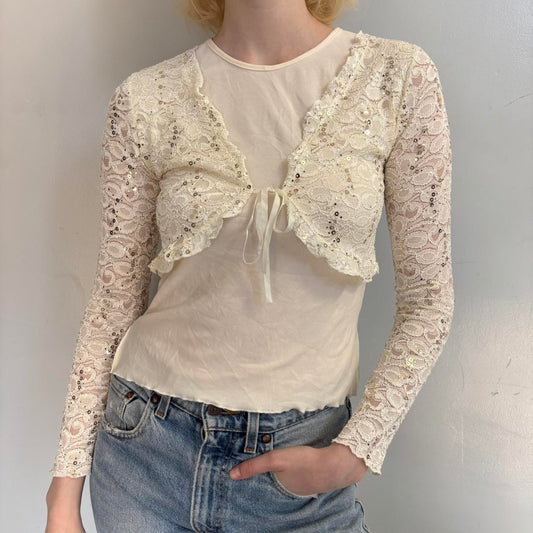cream lace cardigan top!