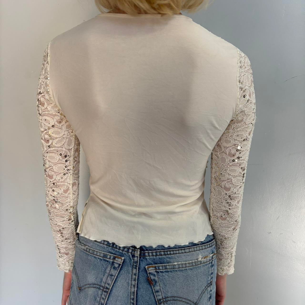 cream lace cardigan top!