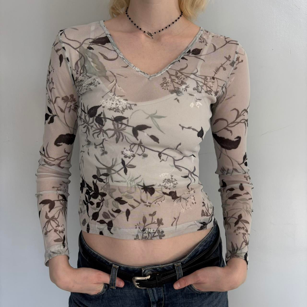 floral mesh long sleeve