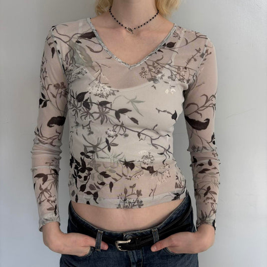 floral mesh long sleeve