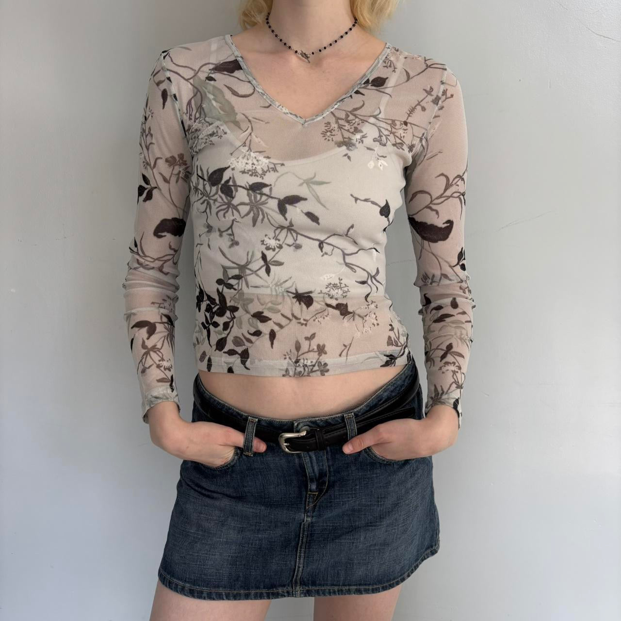 floral mesh long sleeve