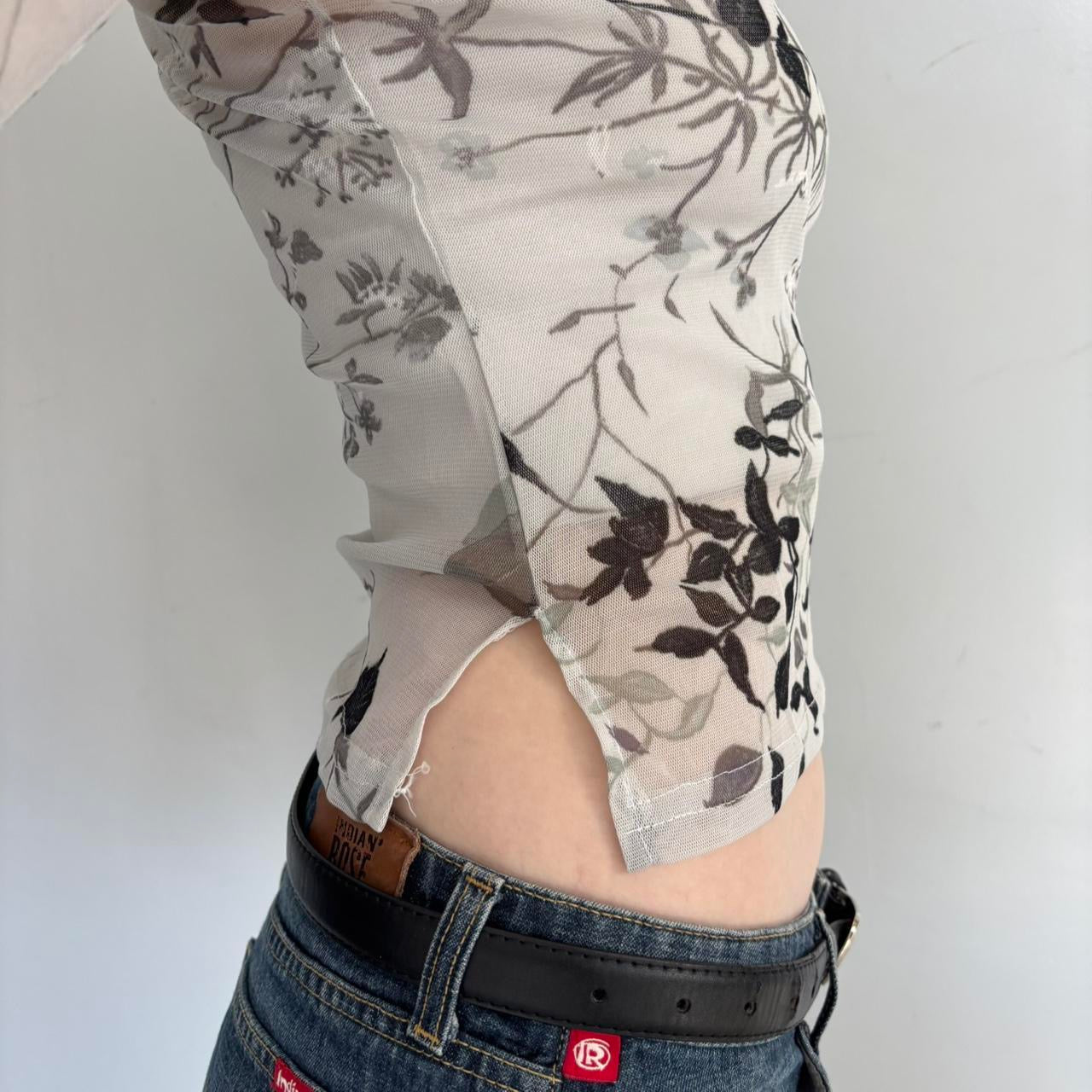 floral mesh long sleeve