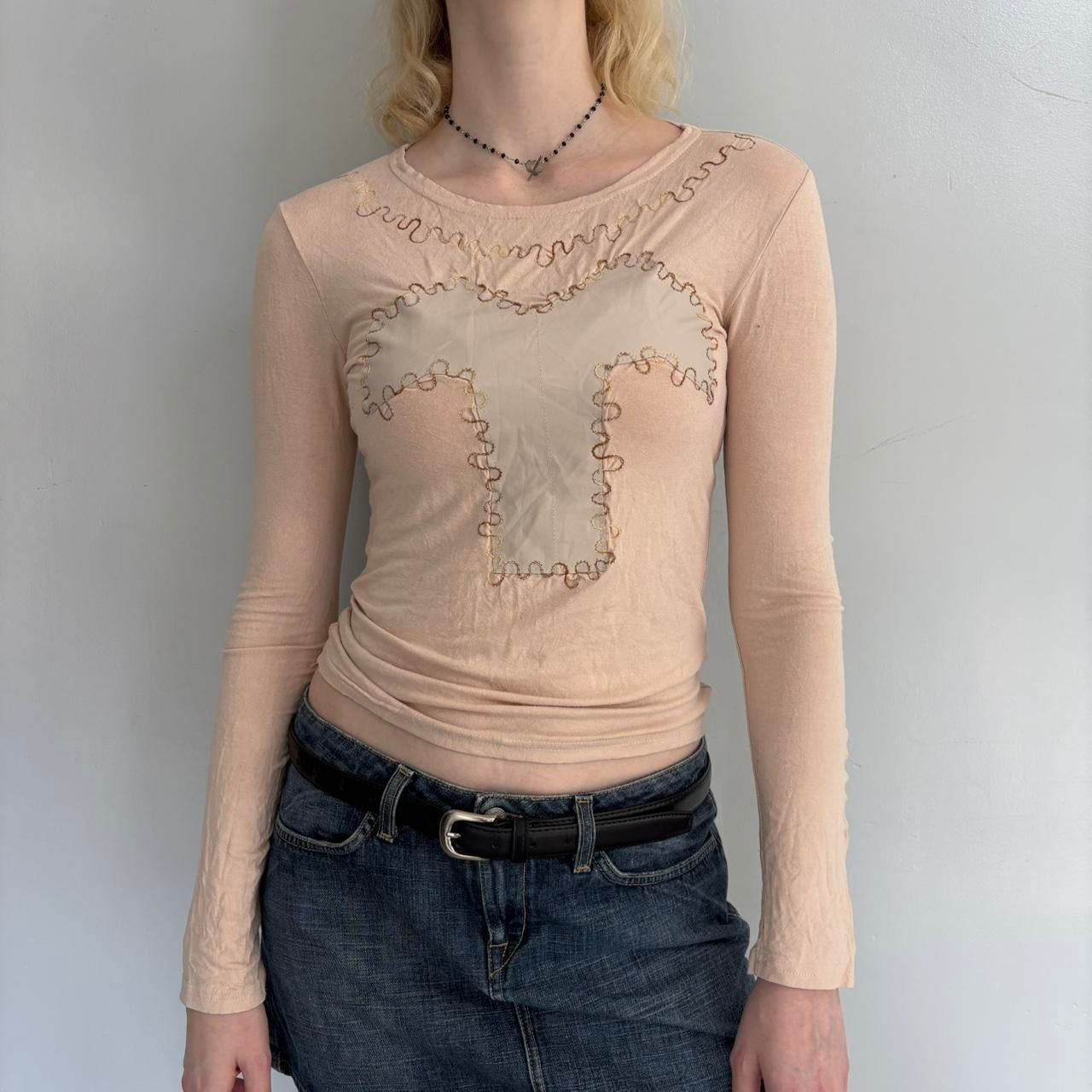 cream grunge long sleeve