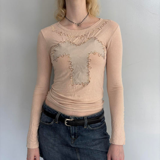 cream grunge long sleeve