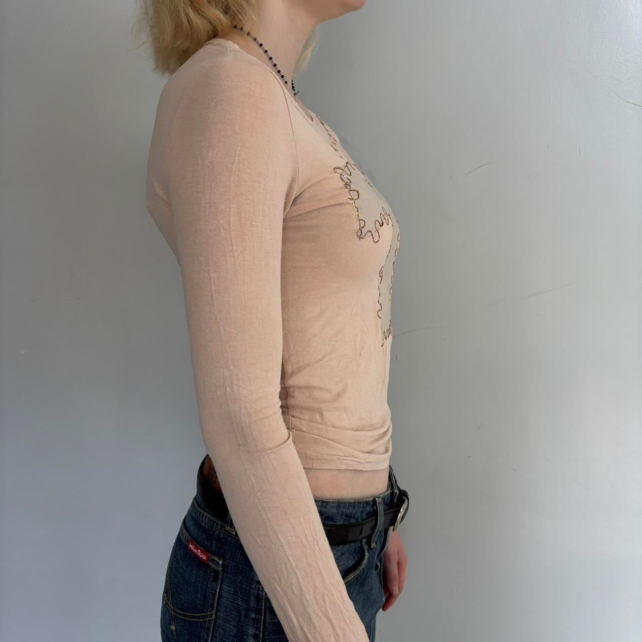 cream grunge long sleeve