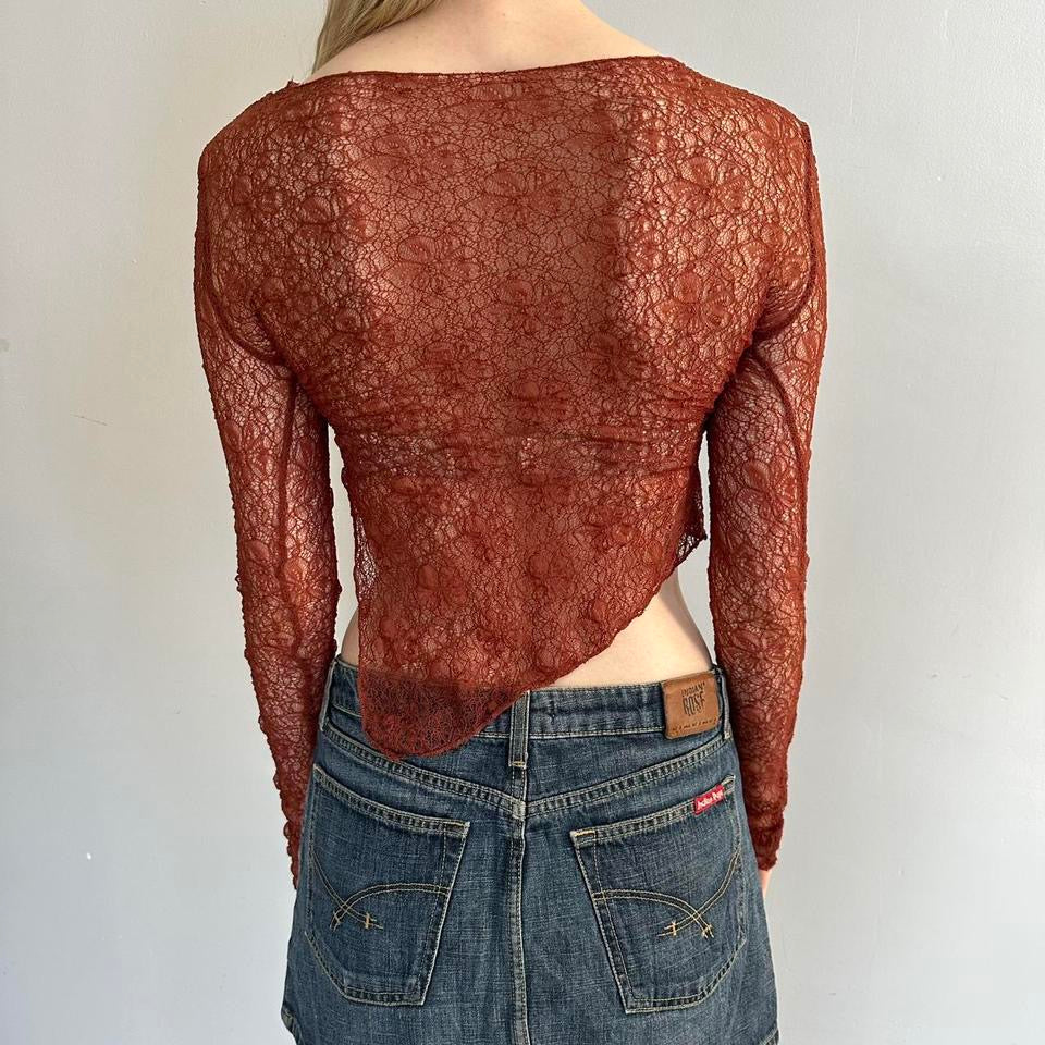 Amber Asymmetrical Mesh Long Sleeve Top