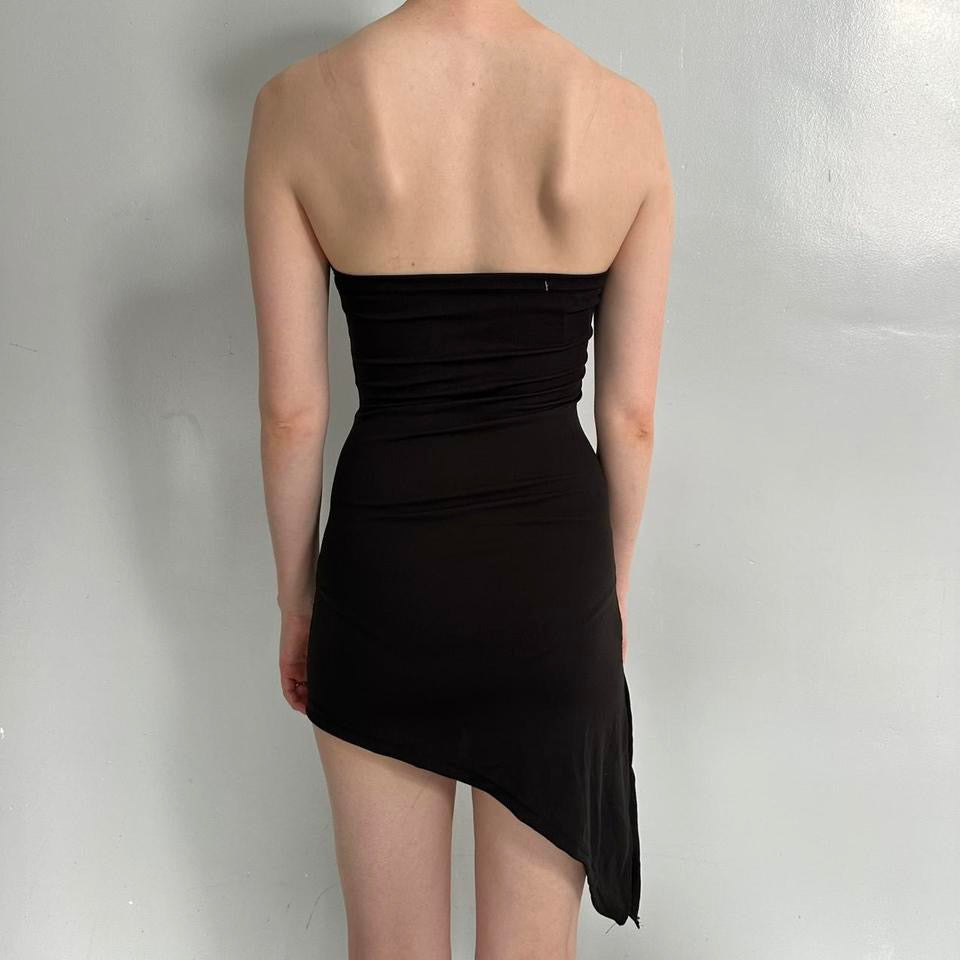 Floral Black Strapless Dress